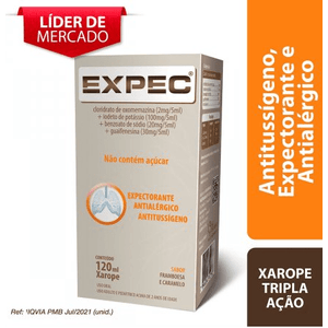 Expec 4mg/mL + 20mg/mL + 6mg/mL + 0.4mg/mL Xarope - Frasco com 120 mL