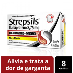 Strepsils 8.75mg Pastilha Sabor Mel e Limão   Caixa com 8 Pastilhas