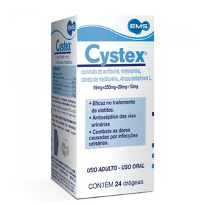 Cystex 15mg + 250mg + 20mg + 15mg Comprimido Revestido - Caixa com 24 Comprimidos