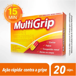 Multigrip 4 + 4 + 400mg - 20 Cápsulas Gelatinosas Duras