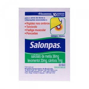 Salonpas Adesivo 36mg + 33mg + 7.1mg  Caixa com 10 Adesivos Transdérmicos