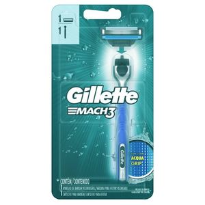 Kit Aparelho De Barbear Gillette Mach 3 Liga Dos Campeões Recarregável + 1 Cartucho