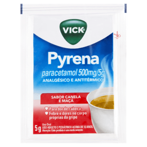 Vick Pyrena 500mg Pó para Suspensão Extemporânea Sabor Maçã e Canela   Envelope com 5g