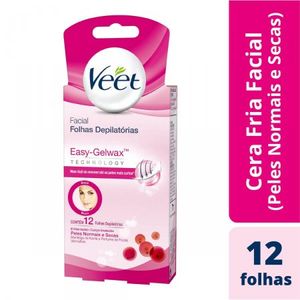 Cera Fria Veet Para O Rosto Peles Normais E Secas Com 12 Folhas