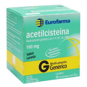 Acetilcisteina 100mg/5g - 16 Envelopes de 5g