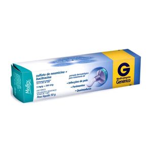 Sulfato de Neomicina + Bacitracina 5MG/G + 250UI/G Pomada dermatológica   Bisnaga com 50 g