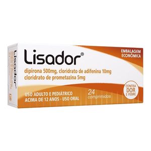 Lisador 10MG + 500MG + 5MG Comprimido simples - Caixa com 24 Comprimidos