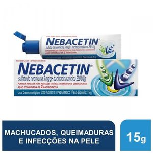 Nebacetin 5MG/G + 250UI/G Pomada dermatológica   Bisnaga com 15 G