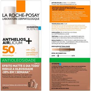 Protetor Solar Facial FPS50 Anthelios Airlicium La Roche Posay Antioleosidade Cor 2.0 40mL