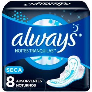 Absorvente Always Noites Tranquilas Seca, Com Abas seca, com abas, 8 unidades