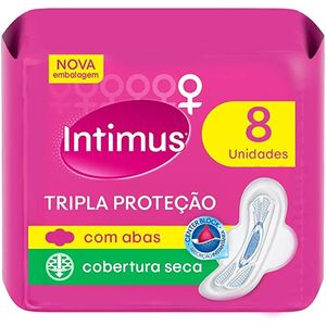 Absorvente Intimus Gel Tripla Protecao Cobertura Seca Com Abas, 8 Unidades