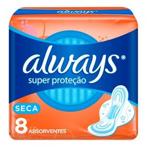 Absorvente Always Super Protecao Seca, Com Abas Com Abas, 8 Unidades