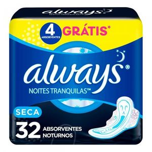 Absorvente Always Noites Tranquilas Seca, Com Abas com abas, 32 unidades