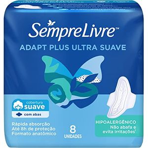 Absorvente Sempre Livre Adapt Termo Control Com Abas, 8 Unidades