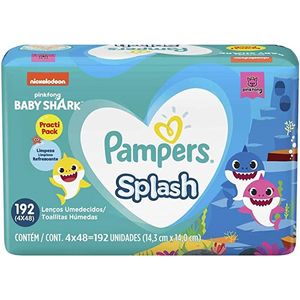 Pack Lenço Umedecido Baby Shark Pampers Splash Pacote 4 Unidades