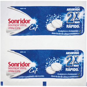 Sonridor Caf 65MG + 500MG Comprimido efervescente - Envelope com 4 Comprimidos