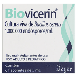 Biovicerin 1000000ESPOROS/ML Suspensão oral - 6 Flaconetes com 5 mL