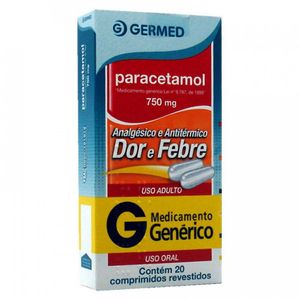 Paracetamol 750MG Comprimido revestido - Caixa com 20 Comprimidos