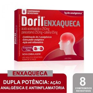 Doril Enxaqueca 250MG + 250MG + 65MG Comprimido revestido - Caixa com 8 Comprimidos