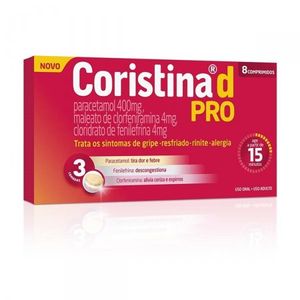 Coristina D Pro 4mg + 400mg + 4mg Comprimido - Caixa com 8 Comprimidos