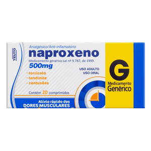 Naproxeno 500mg Comprimido Simples - Caixa com 20 Comprimidos