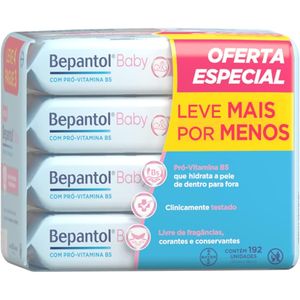 Kit Bepantol® Baby Lenços Umedecidos com 192 unidades, Leve 4 Pacotes e Pague 3