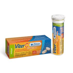 Vitamina C + Zinco - Viter C 1g + Zinco 10mg - 10 Comprimidos Efervescentes