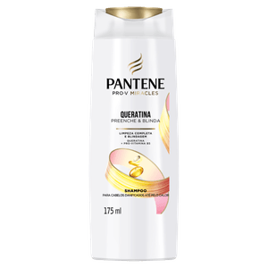 Shampoo Pantene Queratina Preenche & Blinda - Frasco com 175mL