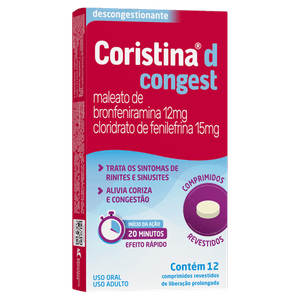 Coristina D Congest 12mg + 15mg - Caixa com 12 Comprimidos Revestidos de Liberação Prolongada