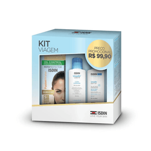 Kit Viagem Isdin Protetor Solar Facial FPS60 30mL + Gel de Banho 100mL + Loção Corporal 100mL