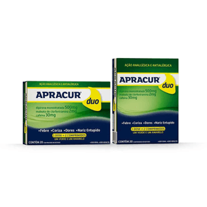 Apracur Duo 250MG + 30MG + 250MG + 2MG Comprimido revestido   Caixa com 20 Comprimidos