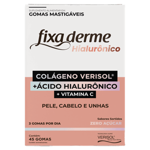 Fixa Derme Hialurônico 15 Sachês Com 3 Gomas Mastigáveis