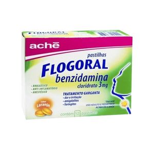 Flogoral 3mg Pastilha Sabor Laranja - Caixa com 12 Pastilhas